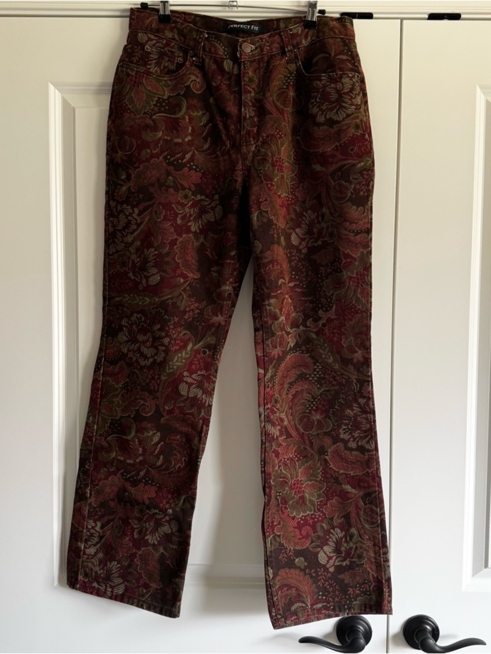 Vintage Tapestry Floral Pants Dark Academia Boho 90s Straight Leg Size 10 - Picture 6 of 7